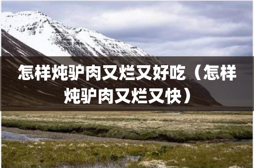 怎样炖驴肉又烂又好吃（怎样炖驴肉又烂又快）