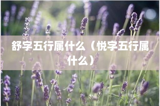 舒字五行属什么（悦字五行属什么）