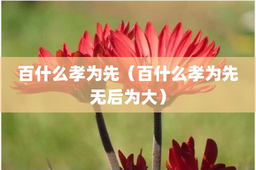百什么孝为先（百什么孝为先无后为大）
