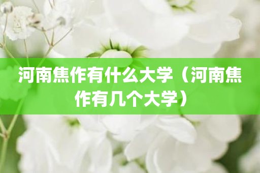 河南焦作有什么大学（河南焦作有几个大学）