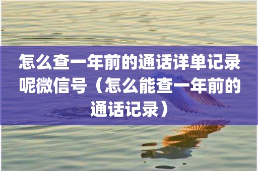 怎么查一年前的通话详单记录呢微信号（怎么能查一年前的通话记录）