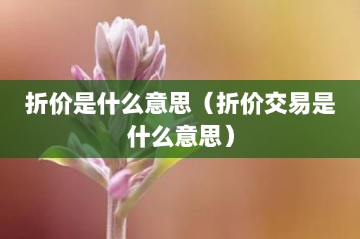 折价是什么意思（折价交易是什么意思）
