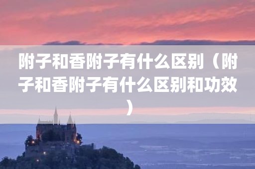 附子和香附子有什么区别（附子和香附子有什么区别和功效）