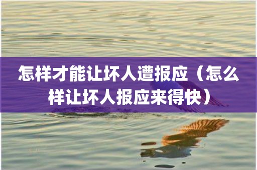 怎样才能让坏人遭报应（怎么样让坏人报应来得快）