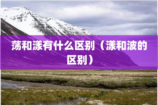 荡和漾有什么区别（漾和波的区别）
