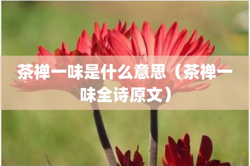 茶禅一味是什么意思(茶禅一味全诗原文)