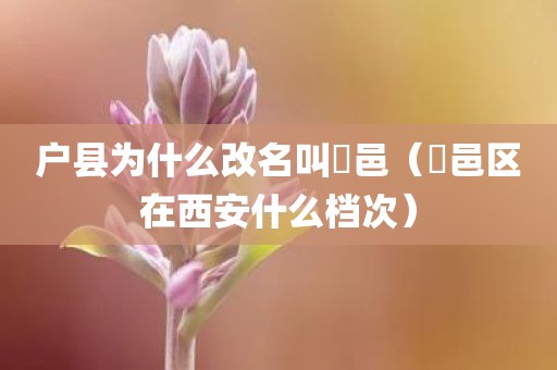 户县为什么改名叫鄠邑（鄠邑区在西安什么档次）