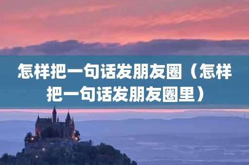 怎样把一句话发朋友圈（怎样把一句话发朋友圈里）