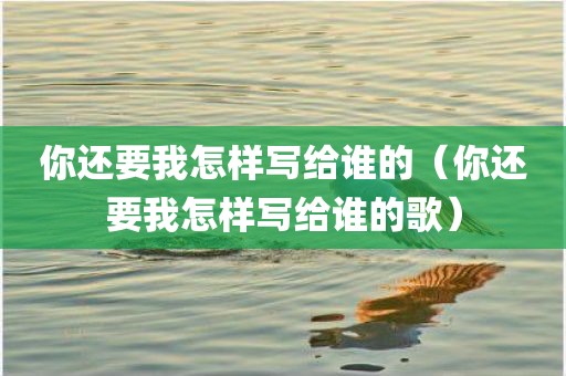 你还要我怎样写给谁的（你还要我怎样写给谁的歌）