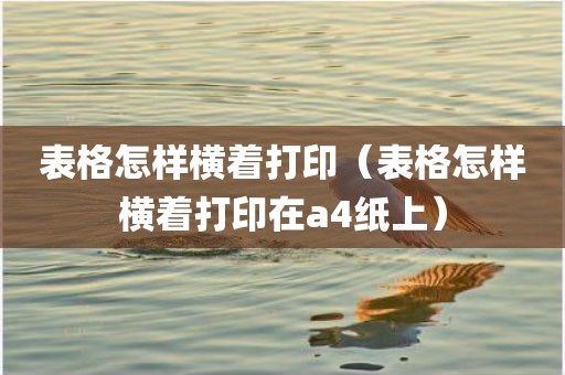 表格怎样横着打印（表格怎样横着打印在a4纸上）