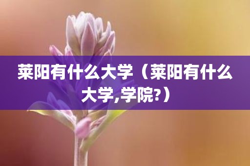 莱阳有什么大学（莱阳有什么大学,学院?）