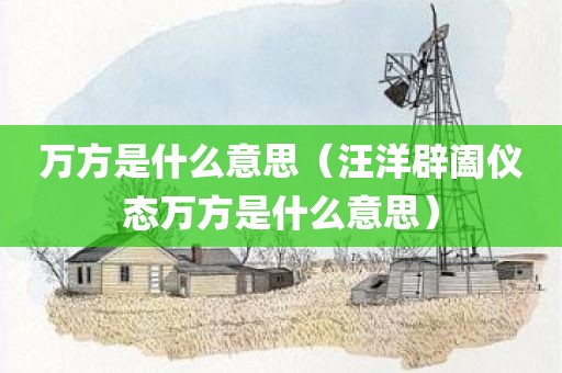 万方是什么意思(汪洋辟阖仪态万方是什么意思)