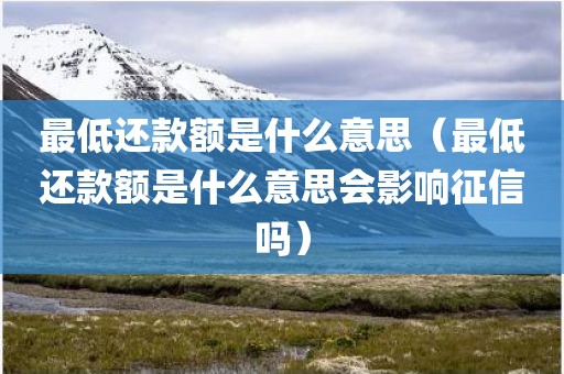 最低还款额是什么意思（最低还款额是什么意思会影响征信吗）