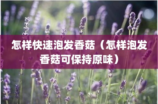 怎样快速泡发香菇（怎样泡发香菇可保持原味）
