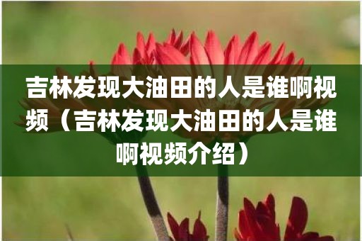 吉林发现大油田的人是谁啊视频（吉林发现大油田的人是谁啊视频介绍）