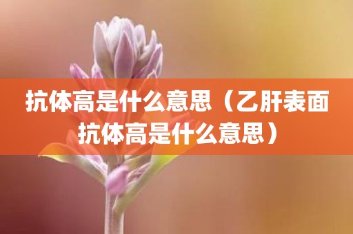 抗体高是什么意思（乙肝表面抗体高是什么意思）
