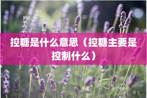 控糖是什么意思（控糖主要是控制什么）