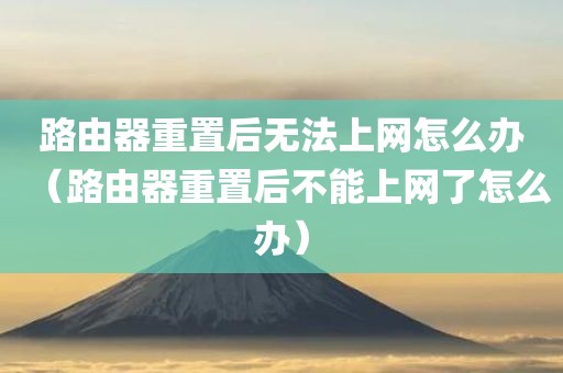 路由器重置后无法上网怎么办（路由器重置后不能上网了怎么办）