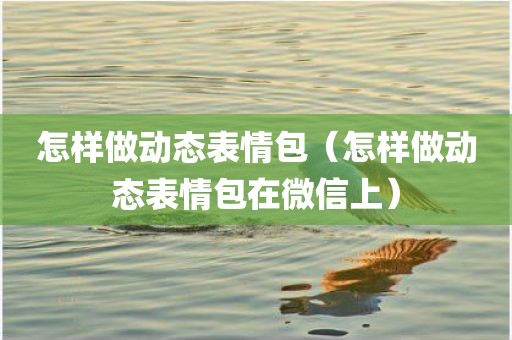 怎样做动态表情包（怎样做动态表情包在微信上）
