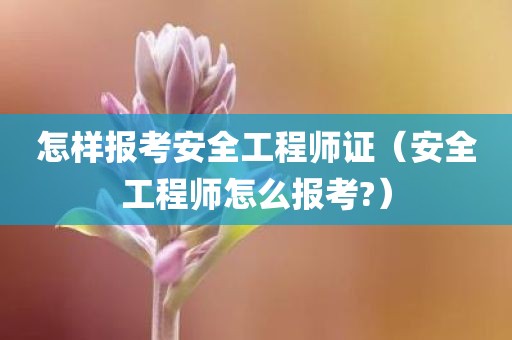 怎样报考安全工程师证（安全工程师怎么报考?）