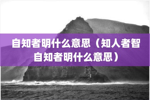 自知者明什么意思(知人者智自知者明什么意思) 自知者明什么意思(知人者智自知者明什么意思)