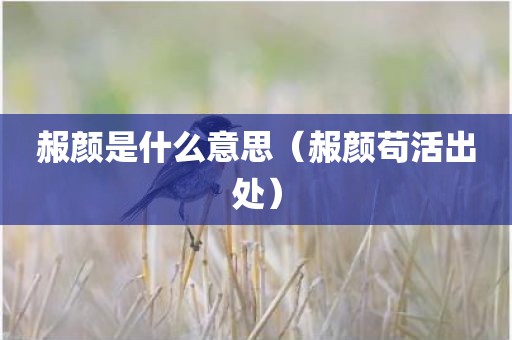 赧颜是什么意思（赧颜苟活出处）