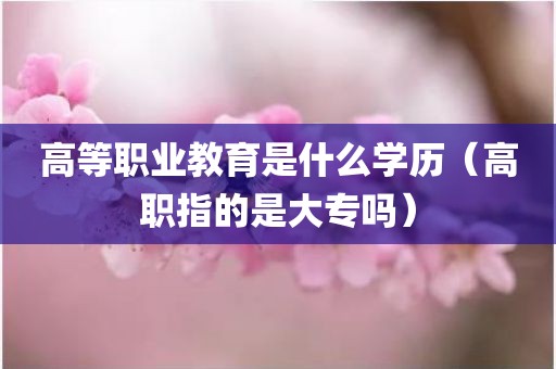 高等职业教育是什么学历（高职指的是大专吗）