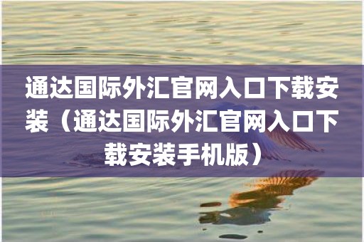 通达国际外汇官网入口下载安装（通达国际外汇官网入口下载安装手机版）