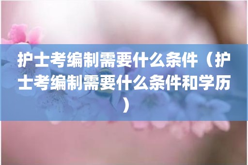 护士考编制需要什么条件（护士考编制需要什么条件和学历）