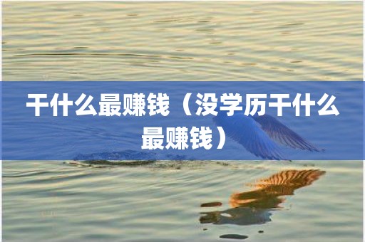 干什么最赚钱（没学历干什么最赚钱）