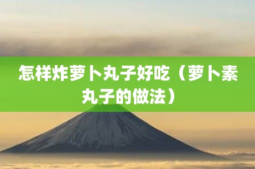 怎样炸萝卜丸子好吃（萝卜素丸子的做法）