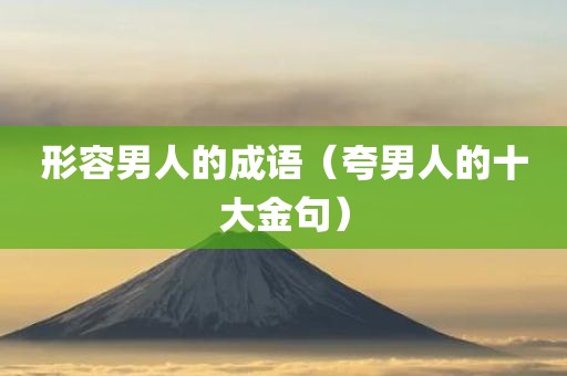 形容男人的成语（夸男人的十大金句）