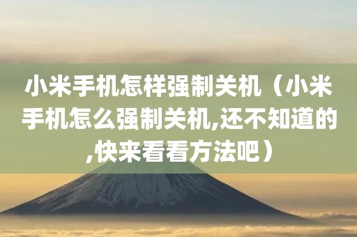 小米手机怎样强制关机（小米手机怎么强制关机,还不知道的,快来看看方法吧）