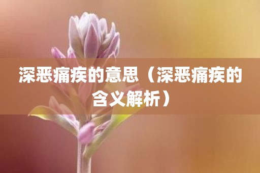 深恶痛疾的意思（深恶痛疾的含义解析）