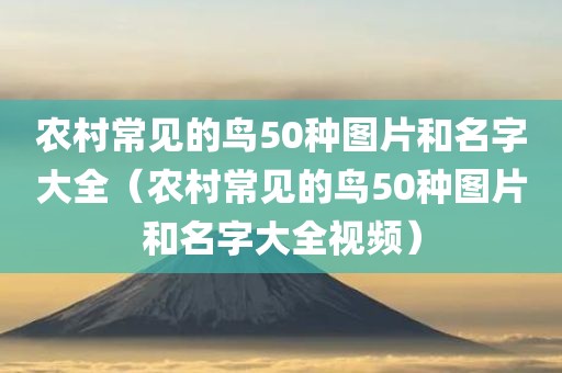 农村常见的鸟50种图片和名字大全（农村常见的鸟50种图片和名字大全视频）