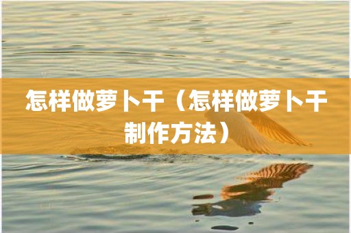 怎样做萝卜干（怎样做萝卜干制作方法）