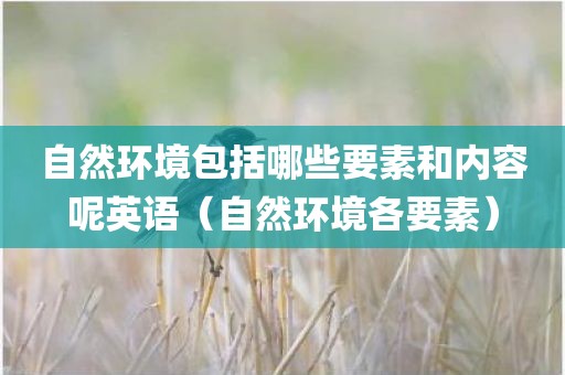 自然环境包括哪些要素和内容呢英语(自然环境各要素) 自然环境包括哪些要素和内容呢英语(自然环境各要素)