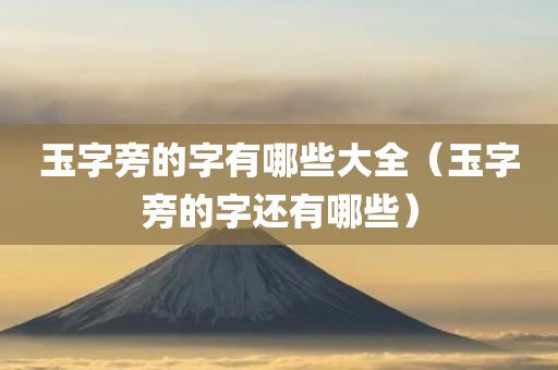 玉字旁的字有哪些大全（玉字旁的字还有哪些）