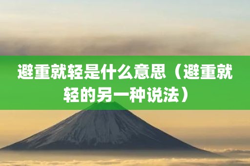 避重就轻是什么意思（避重就轻的另一种说法）