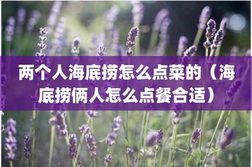 两个人海底捞怎么点菜的（海底捞俩人怎么点餐合适）