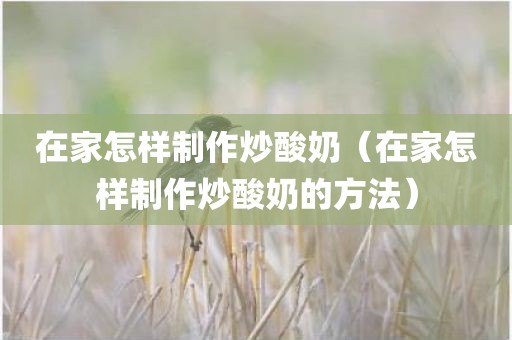 在家怎样制作炒酸奶（在家怎样制作炒酸奶的方法）