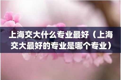 上海交大什么专业最好（上海交大最好的专业是哪个专业）