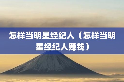 怎样当明星经纪人（怎样当明星经纪人赚钱）