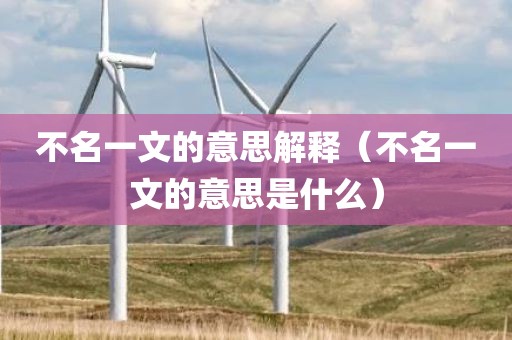 不名一文的意思解释（不名一文的意思是什么）