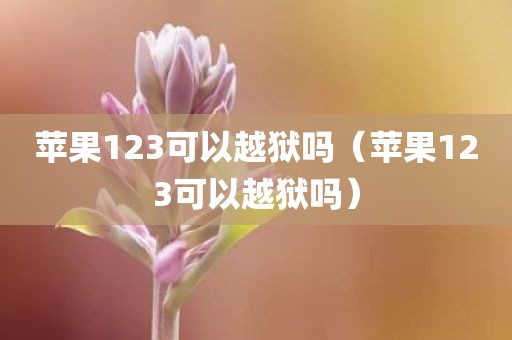 苹果123可以越狱吗（苹果123可以越狱吗）