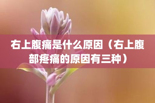 右上腹痛是什么原因（右上腹部疼痛的原因有三种）