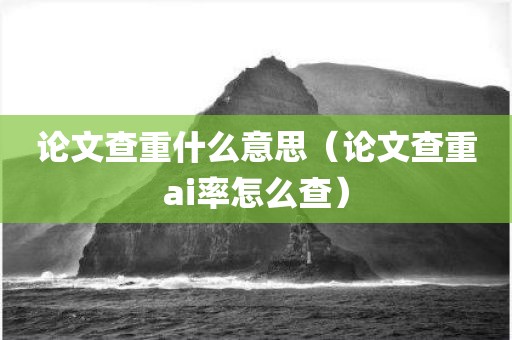 论文查重什么意思（论文查重ai率怎么查）