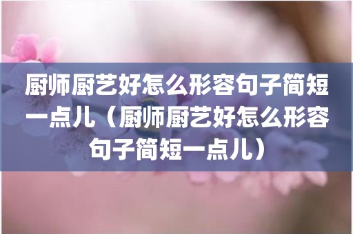 厨师厨艺好怎么形容句子简短一点儿（厨师厨艺好怎么形容句子简短一点儿）