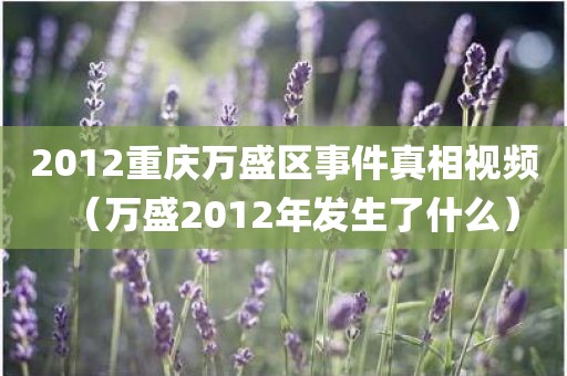 2012重庆万盛区事件真相视频（万盛2012年发生了什么）