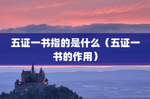 五证一书指的是什么（五证一书的作用）